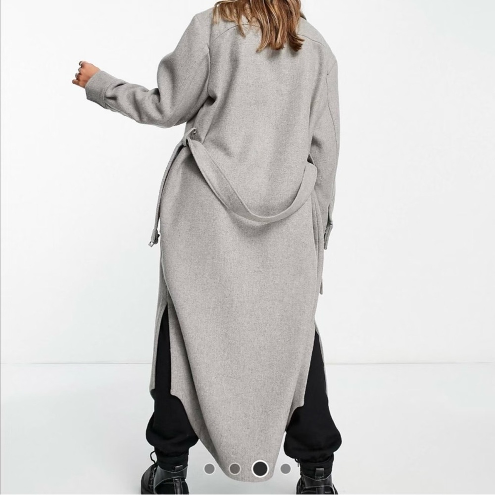 Topshop Gray longline belted utility coat size US 4 - Picture 3 of 9